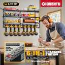 Power Tool Organizer Wall Mount With Charging Station , 4 Layer 6 Power Strip With 8 Drill Holder Power Tool Storage, Heavy Duty Metal Wall Mount Tool Organizer Rack