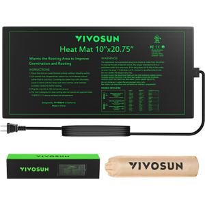 VIVOSUN Durable Waterproof Seedling Heat Mat 10" x 20.75" UL & MET-Certified Warm Hydroponic Heating Pad for Germination, Indoor Gardening, Greenhouse