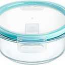 Airtight Glass Lunch Bento Boxes, Glass Storage Containers with Lids, Fruit Containers for Fridge, Superior Glass Food Storage Containers, for Candy, Fruits, Nuts Snack, Picnic (5.1x2.4inch)