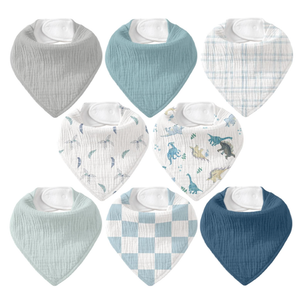 CIVARUA KIDS Muslin Baby Bibs 8 Pack, Baby Bandana Drool Bib for Drooling and Teething, Cotton Soft Absorbent for Girls Boys BC