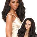 Yaki Curly Half Wig Body Wave Glueless Wigs 3 In 1 Seamless Kinky Half Wigs for Black Women Dark Brown Synthetic Headband Wig with Curly Ends 18 Inch