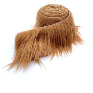 Ice Fabrics Craft Faux Fur Fabric Pre Cut Rolls - 2"x60" Fur Ribbon Mohair Fabric Strips - Super Soft and Fuzzy - Perfect for Crafts, Costumes & Decoration - Light Brown - 2x60