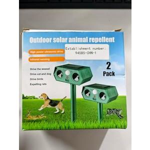 2 Pack Solar Animal Repeller, Ultrasonic Cat Repellent Outdoor for Yard, Waterproof Skunks Deterrent with Motion Sensor, Effective Deterrent Dogs, Raccoons, Deer, Squirrels 169415