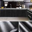 practicalWs Black Wood Contact Paper 23.6'' x 236.2'' Peel and Stick Wood Wallpaper Self Adhesive Black Wallpaper Covering for Kitchen Countertop Cabinets Vinyl Wrap Paper PVC