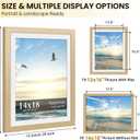 14x18 Picture Frame Set of 2, Wood Frame with Real Glass, Wide Border | Displays 12x16 with Mat or 14x18 without Mat, Horizontal or Vertical Wall Mount, Natural Oak for Gallery Walls