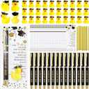 30 Sets Graduation Gifts Bulk Class of 2025 Gel Ink Pen Mini Card Cap Yellow Resin Duck Graduation Party Decorations Favors for Student(Black)