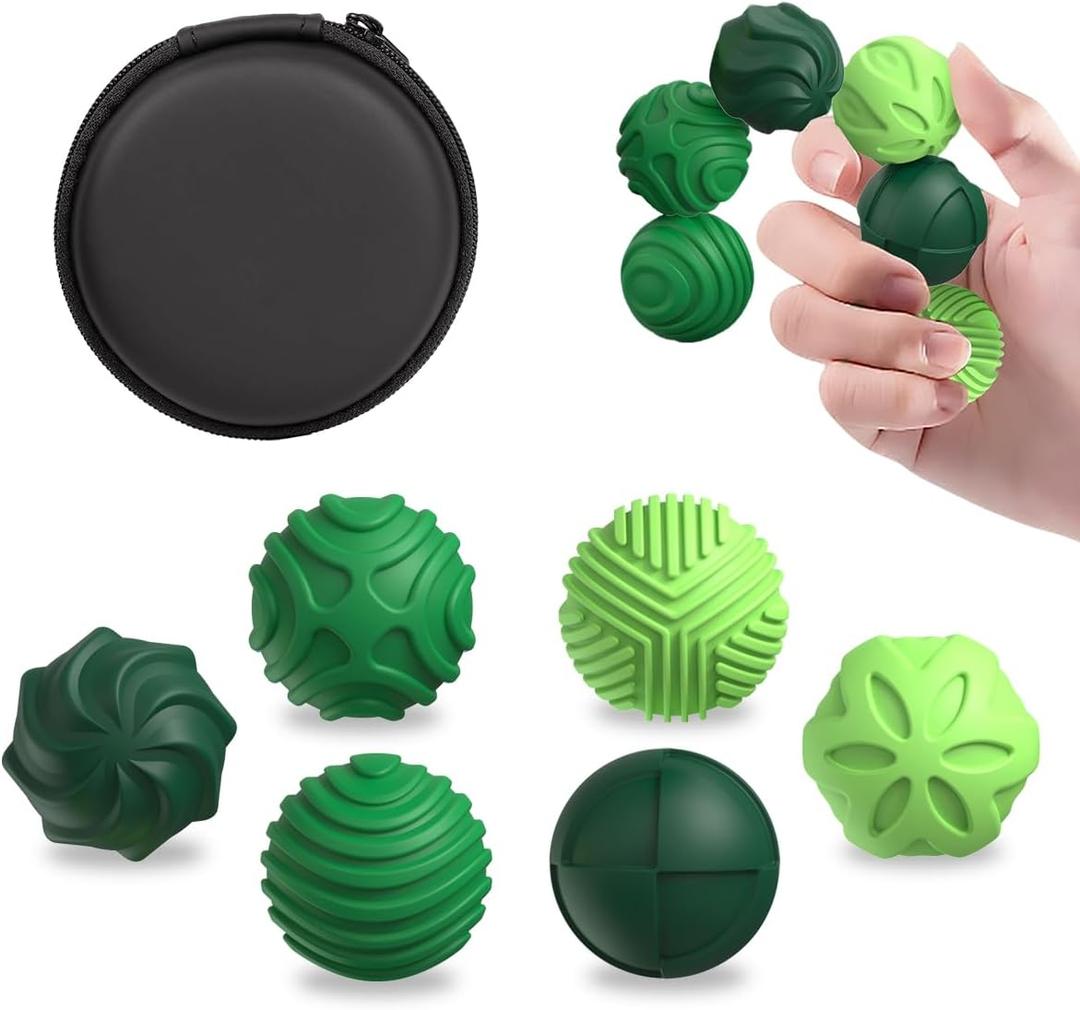 Magnetic Silicone Balls Fidget Toys for Adults Teens6PCS Stress Relief Sensory Toys for Autism ADHD Anxiety, Calming, Fun Office Desk Textures Toy, Chritmas Birthday Gifts for Women, Men (Green)