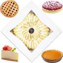 BAKELUV Pie Boxes for 9 Inch Pie | White, 12 Pack | 9x9x2.5 Bakery Box with Window, 9x9 Cookie Box, 9 Inch Pastry Boxes with Window Bulk, Cake Boxes, Auto Pop Up