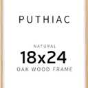 puthiac 18x24 Solid Oak Wood Picture Frame, 18 x 24 Poster Frames for Wall, Vertical or Horizontal, Plexi Front, 1 Pack, Natural Oak