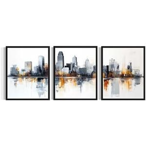 Kansas City Missouri Art Print Poster, (Set of 4) Skyline Abstract Wall Art Painting for Bedroom Living Room Office Decor AAA16 (Kansas City Missouri, 8 x 10 inches (4 Panels), Unframed)
