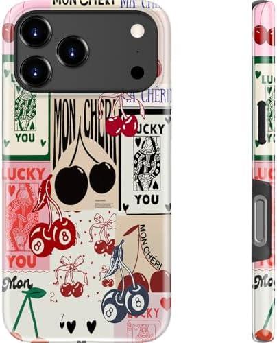 Goodon for iPhone 17 Pro Case - Compatible with Magsafe - Dual-Layer Hard Shell & Silicone Cover - Protective Phone Case with Cute Wildflower Designs for Women - Artistic Cherry Sandpaper