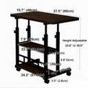 VebaCidi Medical Overbed Bedside Table with Two Shelves and Wheels (Hospital and Home Use), 31 1/2" Desk with Non Tilt Wooden Top, Adjustable Height (Desktop and Legs)