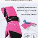 Caracaleap Toddler Kids Snow Mittens Waterproof Ages 2-7, Thinsulate Warm Boys Girls Winter Ski Mittens for Kids (Pink)
