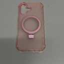 for iPhone 16 Case with Magnetic Invisible Stand [Compatible with Mag-Safe] [Military Drop Tested] Translucent Matte 16 Cover with Good Grip Curly Wave Edge for Women 6.1'', Pink