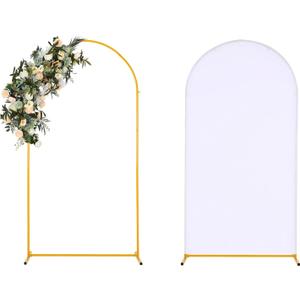Vincidern 6.6FT Arch Backdrop Stand and Cover Set, Metal Arch Stand with White Cover for Wedding, Party, Baby Showers, Graduation, Birthday, Event Backdrop Decorations