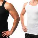 Different Touch 2 Pack Men's Tank Tops Square Cut Muscle Rib A-Shirts
 2XL 2 Pack Black White
