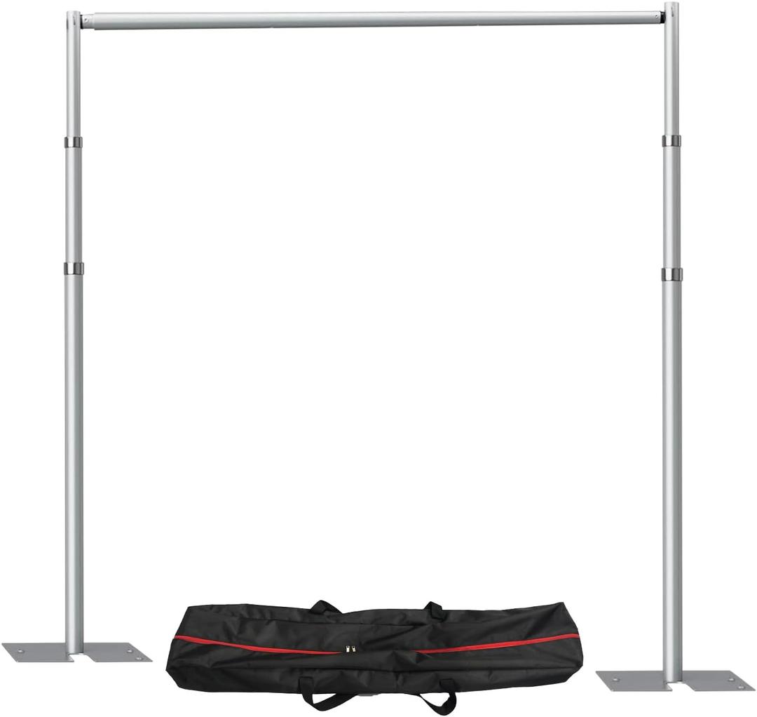 Pipe and Drap Backdrop Stand Kit ,10x 10ft Heavy Duty Adjustable Frame Backdrop Stand with Flat Base,Carry bag for Event, Birthday Party, displays and Wedding Decoration