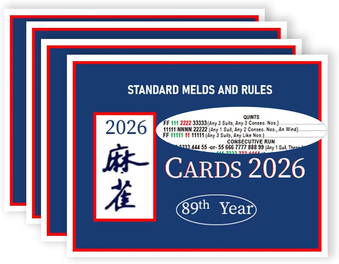 Card 2025 – Large Print, Easy to Read Mahjong Card for Enthusiasts(Blue Theme - 4PCS)
