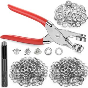 643Pcs Grommet Tool Kit 12mm 1/2 Inch(Inside Hole Size) Eyelet Kit with 320Pcs Eyelets Grommets, 320Pcs Washers and Grommet Eyelet Pliers for Leather/Belt/Shoes/Crafts