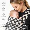 Baby Carrier Newborn to Toddler- 100% Pure Cotton Double-Side Skin-Friendly Baby Carrier,3 Carry Positions Newborn Carrier, Ergonomic,Cozy and Lightweight Infant Carrier for 7-40lbs,Checkerboard