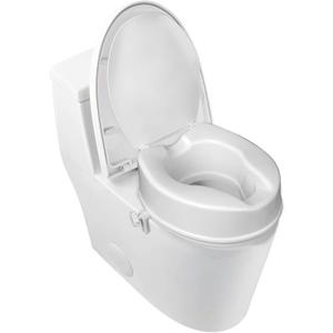 Raised Toilet Seat with Lid for Elderly, 4" High Toilet Seat for Elongated or Standard Commode, Raised Toilet Seat for Seniors, Handicap Toilet Seat Riser with Cover