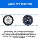 Spare Tire Kit Compatible with 2017-2026 Compass - Includes 18x4 Rim, 145/80R18 Spare Wheel, 27" Rolling Diameter Includes car Jack kit and Spare tire Carrying Case.