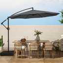 wikiwiki 10ft Patio Umbrella with Base Included, Outdoor Offset Cantilever Umbrella, Infinite Tilt, Crank and Cross Base, Dark Grey