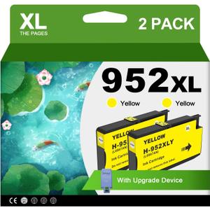 952XL Yellow Ink Cartridges With Upgrade Device Replacement for HP 952 XL Combo Pack for HP Officejet Pro 7740 8720 8710 8210 8715 8740 8702 8730 8725 Printers (952XL Yellow High-yield 2 Packs)