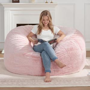 ZurNesfure Bean Bag Chair for Adults,4FT Giant Bean Bag Chair Pink,Large