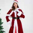 nezababycos Mrs Claus Costume Women Santa Claus Dress Christmas Suit with Red Hooded Cape Hat Outfits for Party Cosplay (Red)