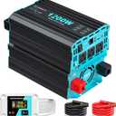 1200 Watt Pure Sine Wave Inverter, Power Inverter for Car, Camping, Solar, RV, Truck, Home, 12V DC to 120V AC Inverters with 3 AC Outlet, 30W USB-C, 5V 3.1A USB, Remote Control, Surge 2400W