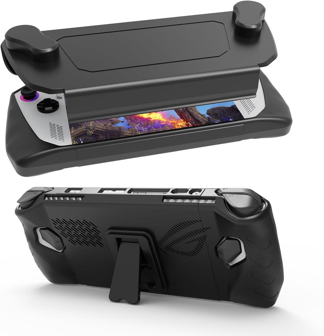 Upgraded Ultra Slim TPU Protective Case with Front Cover Compatible with ASUS ROG Ally, Shock-Absorption, Non-Slip and Anti-Scratch Design Cover Protector (Black)