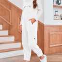 Meikulo Girls Fleece Overalls Kids Warm Winter Loose Casual Jumpsuits with Pockets 5-14 Years (9-10 Years, White)