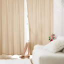 HOMEIDEAS Non-See-Through Beige Privacy Sheer Curtains, 52 X 72 Inches Long 2 Panels Taupe Sheer Curtains Light Filtering Window Drapes for Bedroom Living Room