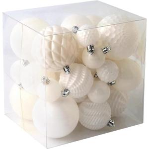 Christmas Balls Ornaments -36pcs Shatterproof Christmas Tree Decorations with Hanging Loop for Xmas Tree Wedding Holiday Party Home Decor,6 Styles in 3 Sizes(White)