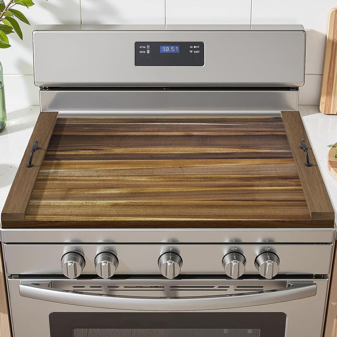 Gas Stove Top Cover: Acacia 30 * 22 Inches Electric Stovetop Covers, Noodle Board with Handles, Wood RV Cutting Board for Kitchen Counter
