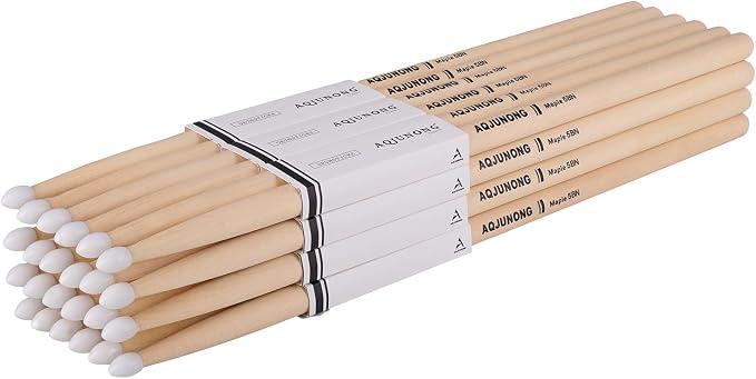 AQJUNONG Drum Sticks, 5B Drumsticks Nylon Tip Set for Acoustic Drums or Electronic Drums, Maple Drum Sticks 5B for Drummers and Beginners (12 Pair)