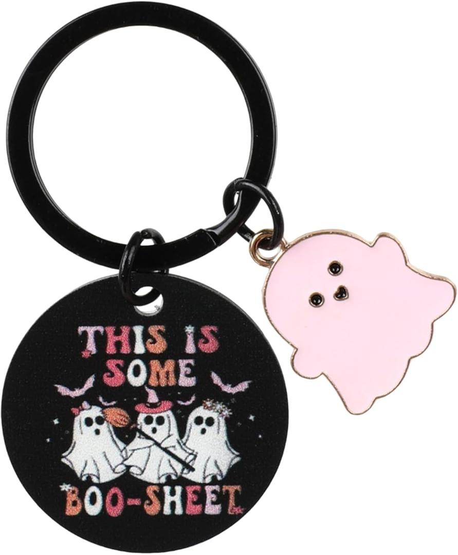 3 x Halloween Ghost Keychain, Halloween Keychain Boo Basket Stuffers for Women, Metal Spooky Halloween Gifts for Women