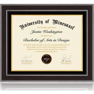 16x20 Diploma Frames 14x18 with Black Mat - Walnut Wood Finish | Shatter-Resistant Glass | for Wall Mounting | Gift for Graduations & Professional Certificate (1 Pack)