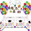 Wettarn 47 Pcs 2026 Pre School Graduation Decorations Pre k Graduation Decorations Include Kindergarten Table Cover 10 Congrats Hanging Swirl 36 Pcs Graduate Balloon for Congrats Grad Party(White)