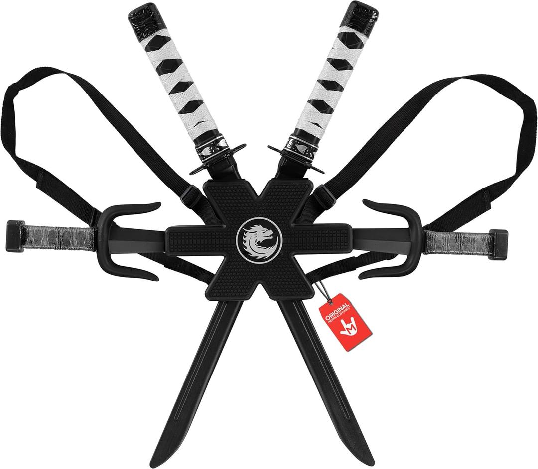 Morph Sleek Black Ninja Costume Accessories with Ninja Swords for Kids with Back Strap Kids Swords for Boys