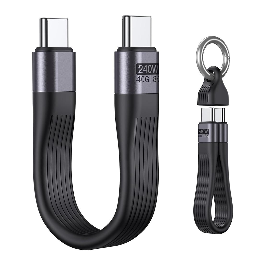 VAFOTON PD 240W Short USB C Cable/USB 4.0 USB C Short Cable/40Gbps Data Transfer, 8K 60Hz Video Display, Thunderbolt 3/4 for 1Phone16/15, Ma-Book/1Pad Series, Samsung Galaxy, Android Auto, VR