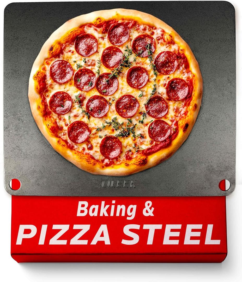 OLEEK Pizza steel Sheets for oven - Metal baking steels sheets for oven - Pizza steel 16x13.4 inches - Steel pizza stone for oven - Baking's steels pro pizza - Baking's stone for oven