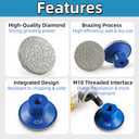 2inch 50mm Brazed Flat Grinding Wheel Diamond Grinding Disc Polishing Pads M10 Thread for Quartz Marble Granite Trimming 1Pc 45 Grit