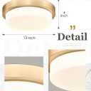 Gold Flush Mount Ceiling Light, 13inch Close to Ceiling Light Fixtures 24W 2200lm Dimmable 2700K/3000K/4000K/5000K/6000K Brass LED Ceiling Lamp for Bedroom Hallway Kitchen, AD-22008-L-GD