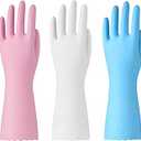 Elegant Kitchen Gloves Large Reusable Dish Washing Gloves for Cleaning Medium ( Purple, White, Pink) 9 PCS