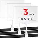 3 Pcs Acrylic Clip on Sign Holder with Clamp 8.5 x 11 Inch Retail Store Signs Displays Double Sides Swivel Signage with PVC Card Clothing Price Hanging Signage for Supermarket Business