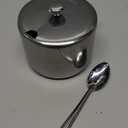 Set of Silver 285ml Stainless Steel Sugar Bowl with Spoon,Condiment Seasoning Pot Sugar Canister with Spoon - Storage Tank for Various Seasonings and Spices,Dinnerware and Serveware Kitchen Gadgets