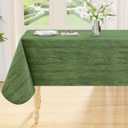 Smiry Rectangle Table Cloth, Waterproof Vinyl Tablecloths with Flannel Backing, Wipeable Spillproof Plastic Wood Grain Table Cover for Dining, Indoor and Outdoor (Green, 60 "x 84")