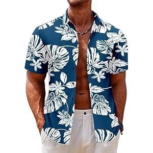 COOFANDY Men's Hawaiian Floral Shirts Short Sleeve Tropical Aloha Shirt Casual Button Down Summer Beach Shirt Medium